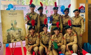 On world health day students taking pledge for health care for them at Global Hospital